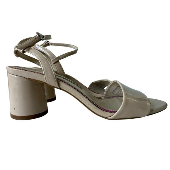 Zara Shoes - ZARA Cream Patent Leather Sandals | Round Block Heel | Size 6.5